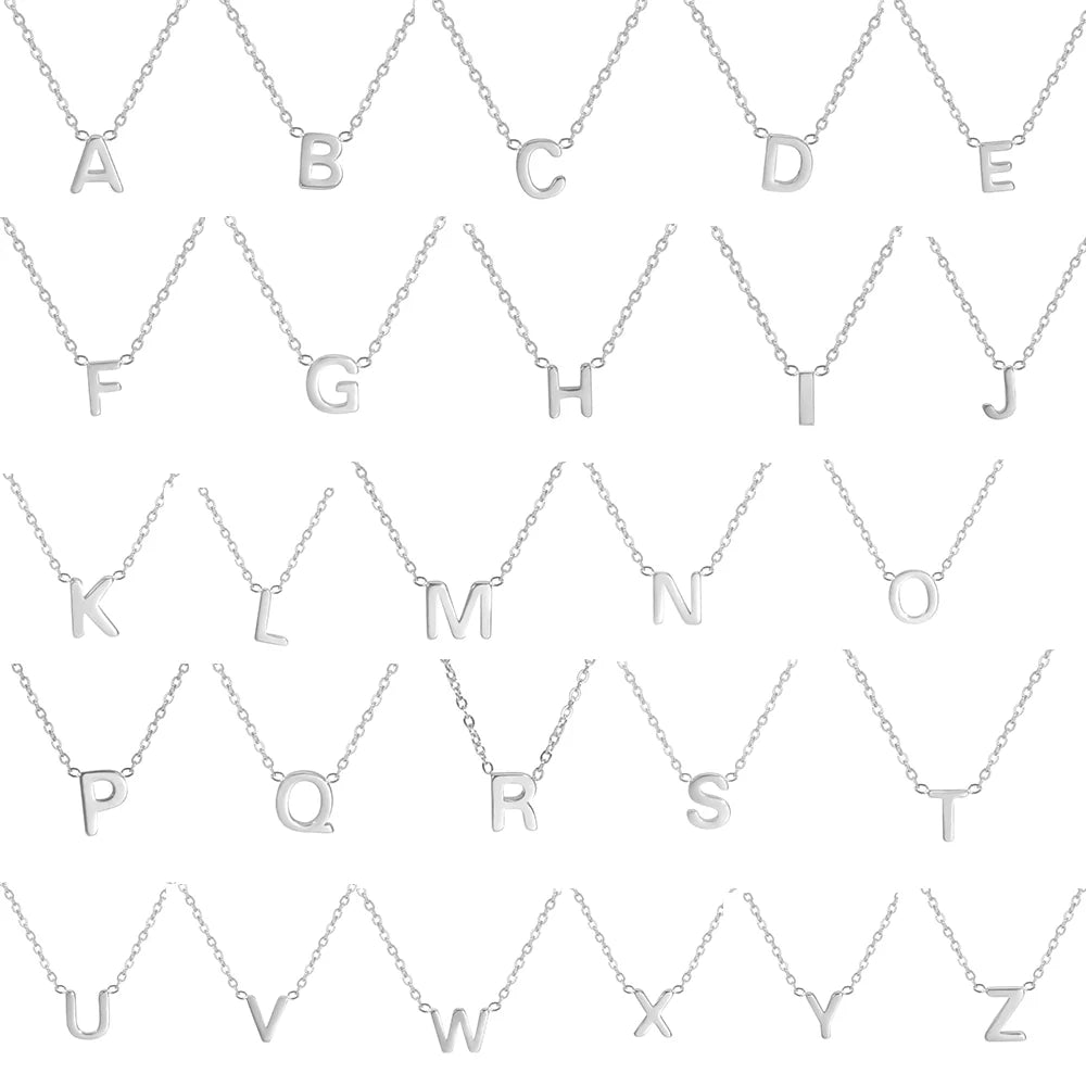 Skyrim Stainless Steel A-Z Initial Letter Necklace for Women Trend Minimalist Alphabet Choker Neck Chain Jewelry Birthday Gift