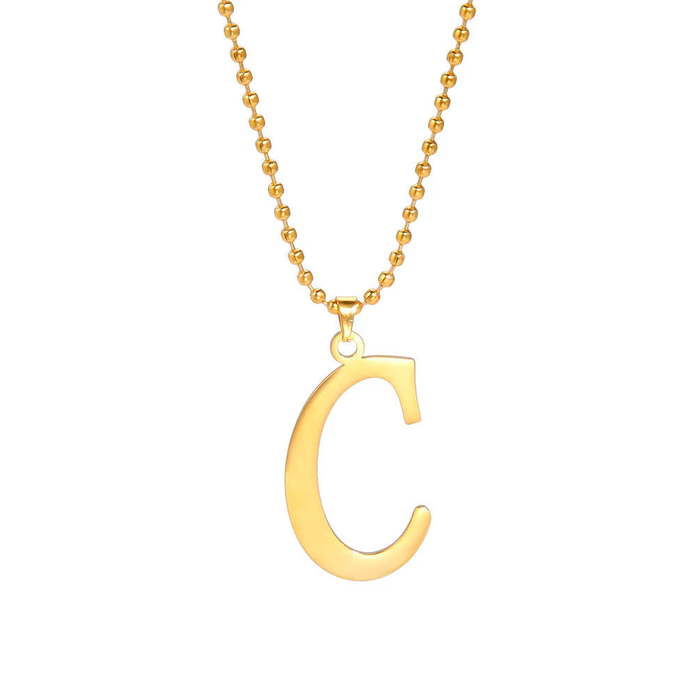 Amaxer Stainless Steel Necklace A To Z 26 Letters Initial Minimalist Necklaces For Women Big Alphabet Pendant Gifts Jewelry