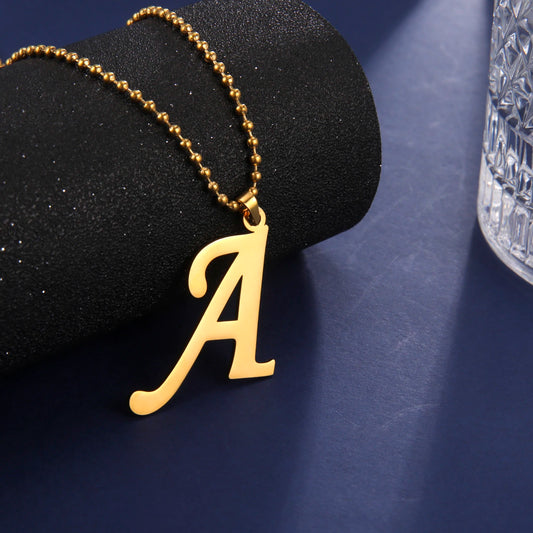 Amaxer Stainless Steel Necklace A To Z 26 Letters Initial Minimalist Necklaces For Women Big Alphabet Pendant Gifts Jewelry