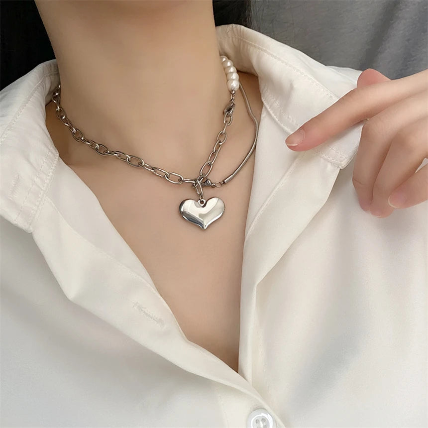 316L Stainless Steel 15 Multiple Different Styles Geometry Pendant Charm Chain Necklaces For Women Fashion Fine Jewelry Gifts