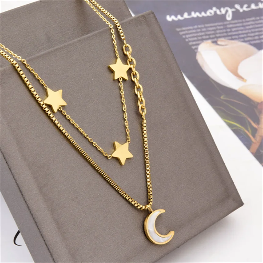 316L Stainless Steel 15 Multiple Different Styles Geometry Pendant Charm Chain Necklaces For Women Fashion Fine Jewelry Gifts