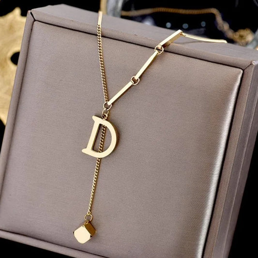 Fashion Letter Good Luck Butterfly Titanium Steel Choker Necklace For Woman Gothic Jewelry Hip Hop Party Sexy Clavicle Chain