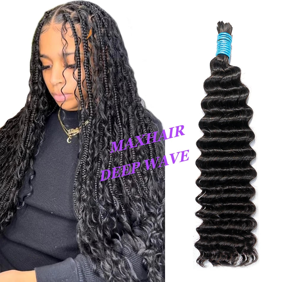 Human Hair Bulk Extension No Weft  Virgin Human Hair Bulk 100% Unprocessed  Deep Curly Straight Wave Hair Weaving For Braiding
