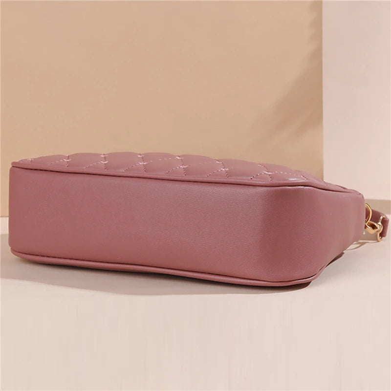 Women Embroidery Thread Small Purse and Handbag Fashion Large Capacity PU Leather Crossbody Bags Zipper New Fashion Shoulder Bag