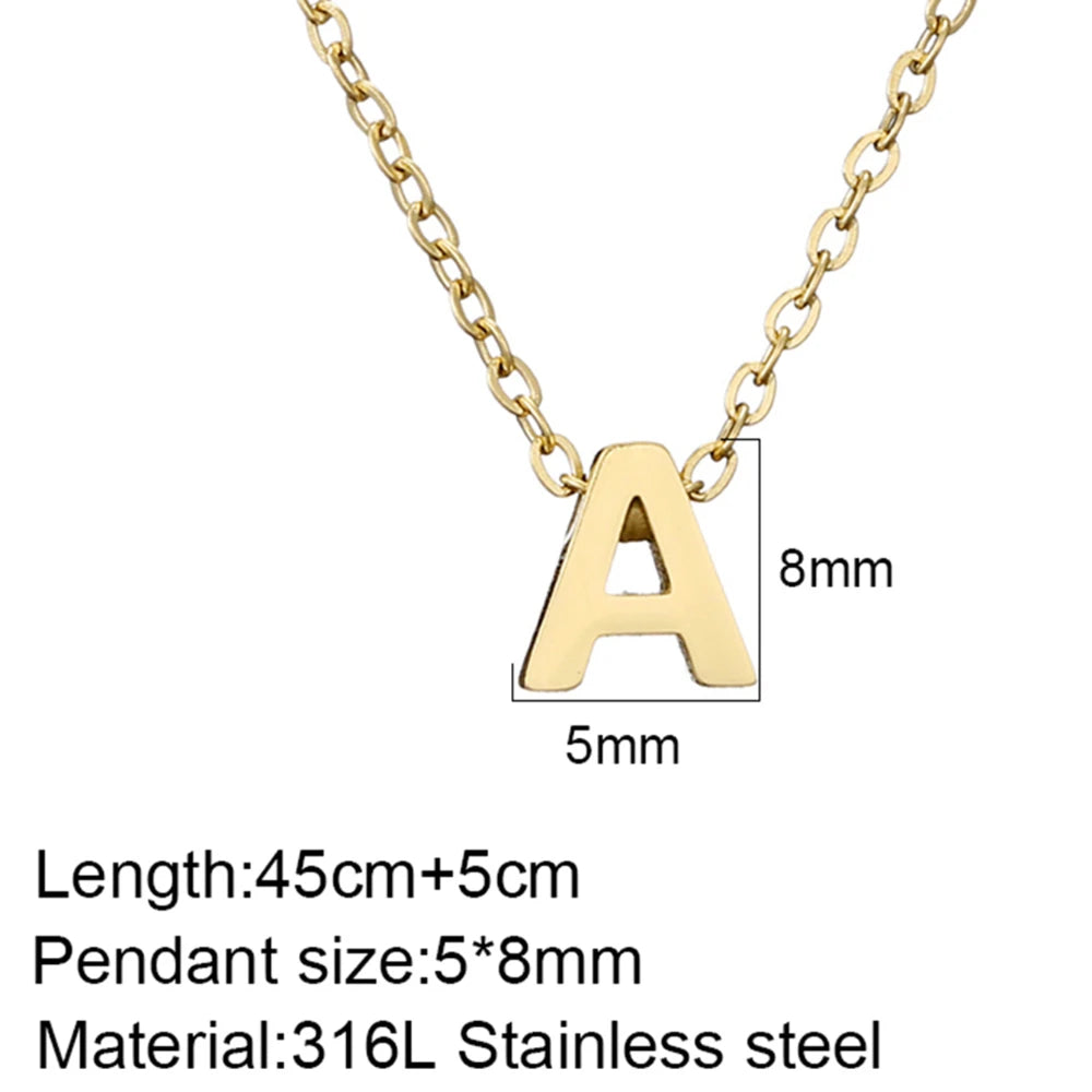 stainless steel Initial Necklace Gold  Color Cut Letters Single Name Choker Necklace For Women Pendant Jewelry Gift dropshipping