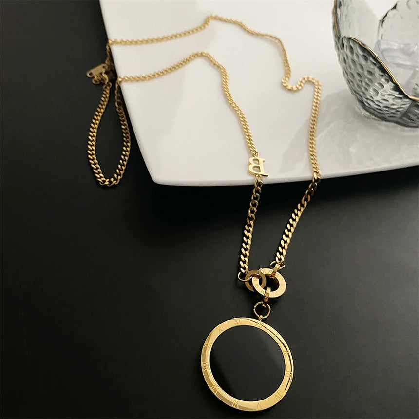 316L Stainless Steel 15 Multiple Different Styles Geometry Pendant Charm Chain Necklaces For Women Fashion Fine Jewelry Gifts