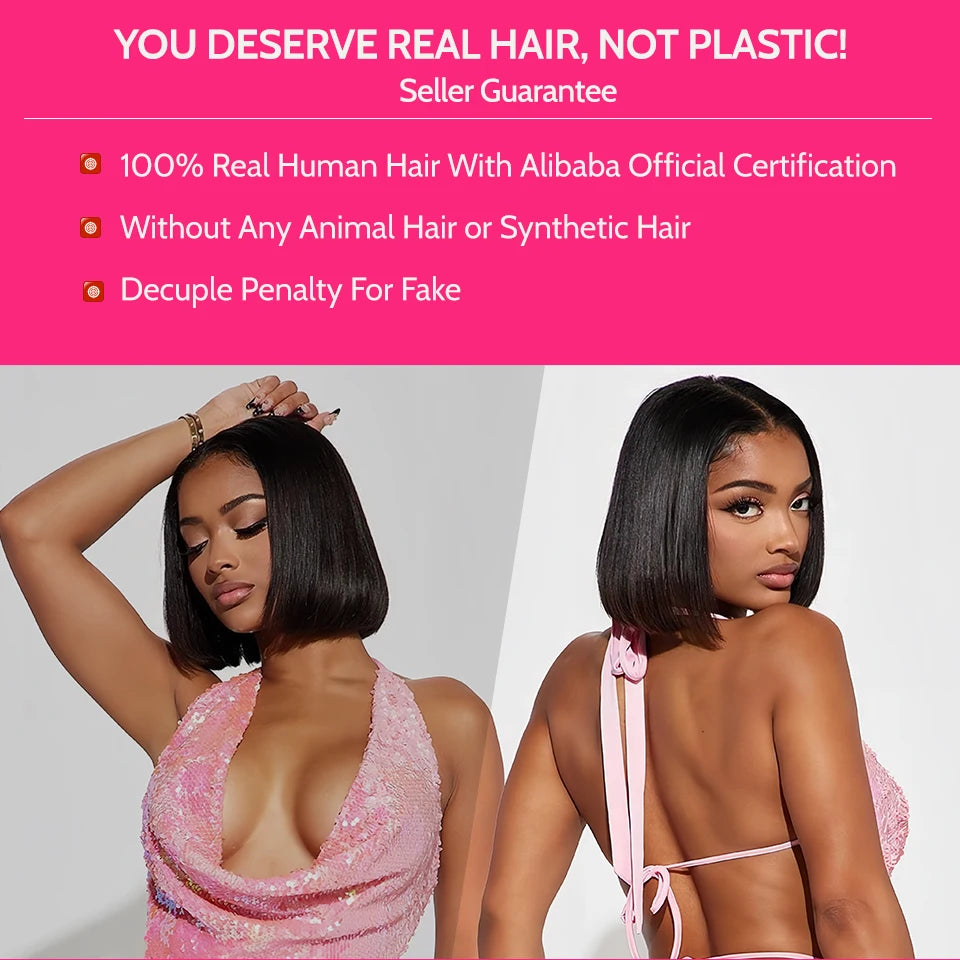 Wear Go Bob Wigs For Women Human Hair 180% Straight Glueless Wig Ready To Go Human Hair Wig Pre Cut Preplucked Lace Air Wig Sale