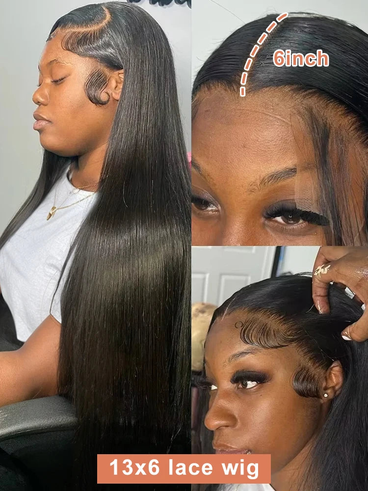 Black 30 40 Inch 13x4 13x6 HD Transparent Bone Straight Lace Front Wigs 5x5 Glueless Closure Human Hair Wigs For Women