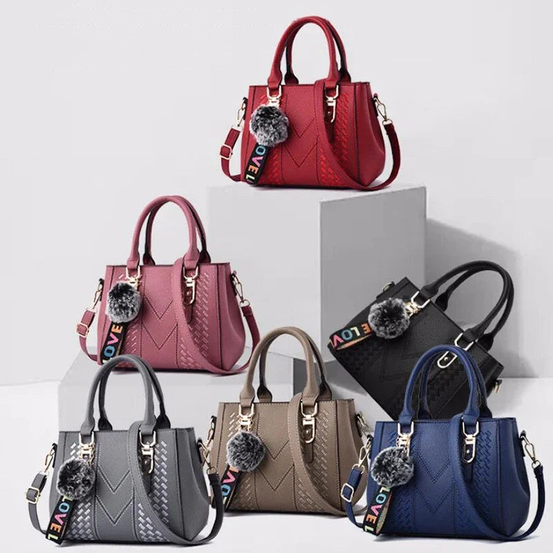 1PCS handbag Embroidery Messenger Bags Women Leather Handbags Bags for Women Sac a Main Ladies hair ball Hand Bag