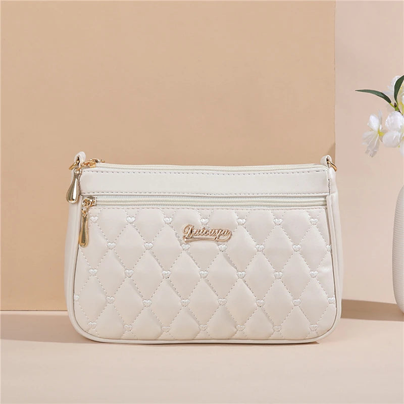 Women Embroidery Thread Small Purse and Handbag Fashion Large Capacity PU Leather Crossbody Bags Zipper New Fashion Shoulder Bag