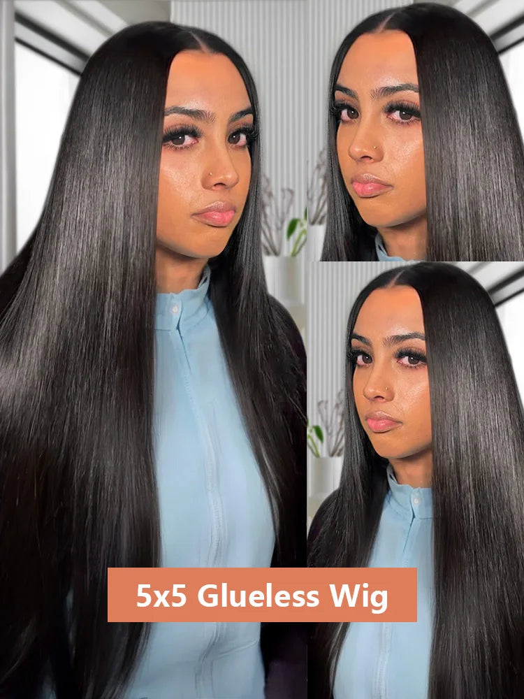 Black 30 40 Inch 13x4 13x6 HD Transparent Bone Straight Lace Front Wigs 5x5 Glueless Closure Human Hair Wigs For Women