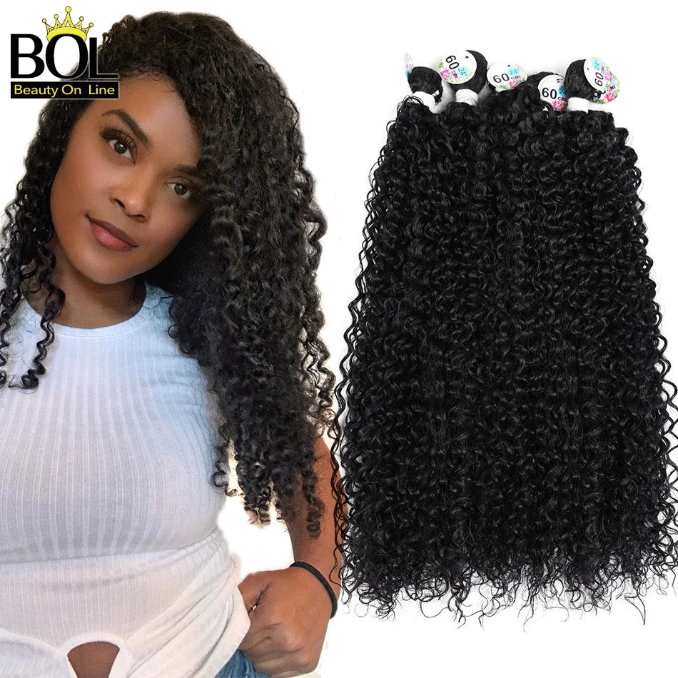 BOL Synthetic Kinky Curly Hair Extensions Long Jerry Curly Bundles Ombre Blonde Fake Crochet Hair For Women Heat Resistant Wave