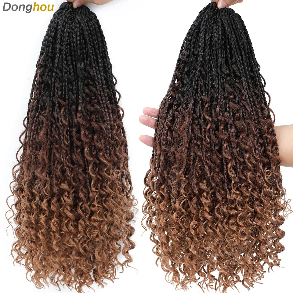 Long Boho Box Braids Crochet Hair 24 18 Inch Blonde Bug 33 4 30 27 Colors Synthetic Ombre Goddess Braids Crochet Hair For Women